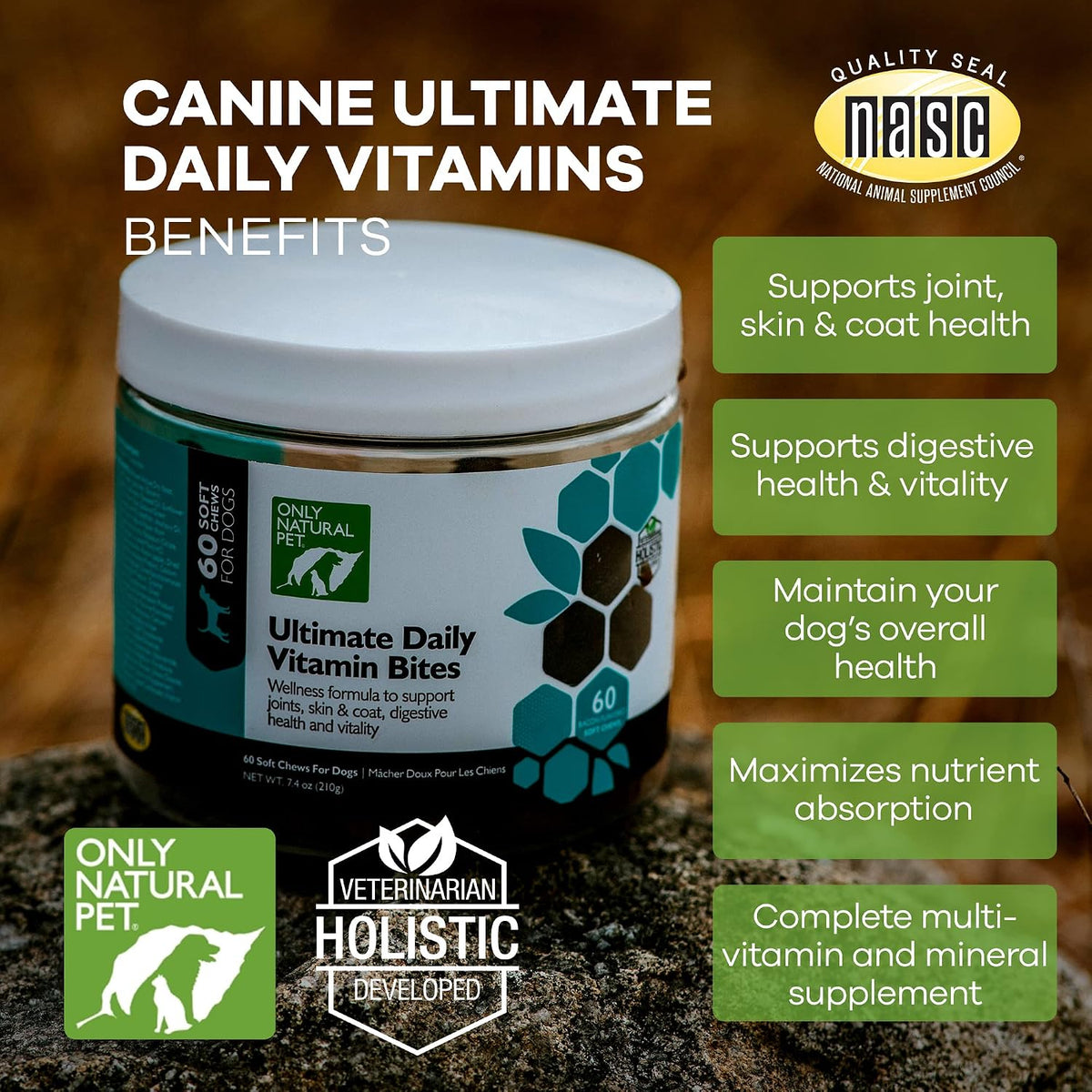 Only Natural Pet Ultimate Daily Vitamins - Complete Multivitamin Supplement for Dogs, 60 Soft Chews - görsel 4