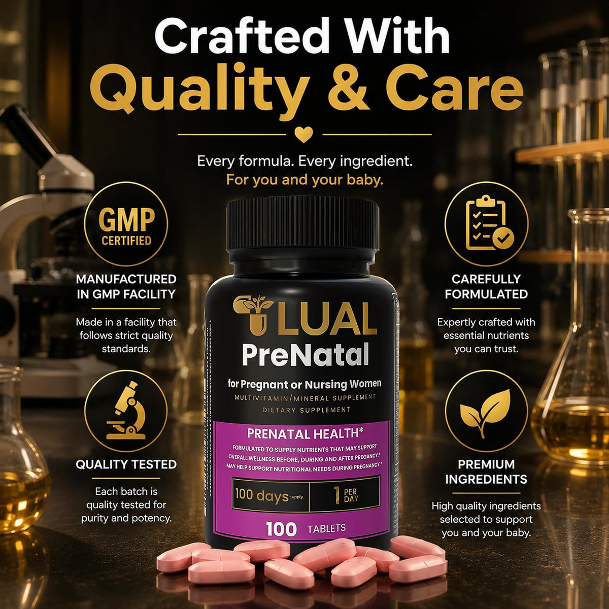 LUAL Prenatal Multivitamin with Folic Acid & Iron | 100 Tablets - görsel 10