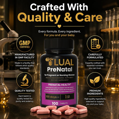 LUAL Prenatal Multivitamin with Folic Acid & Iron | 100 Tablets