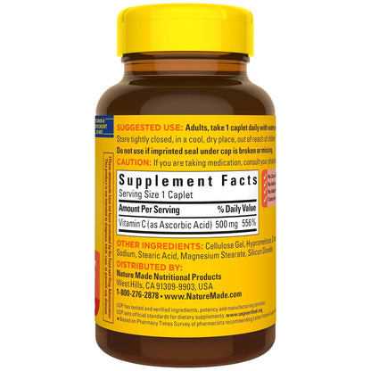 Nature Made Vitamin C 500 mg Caplets, 250 Count