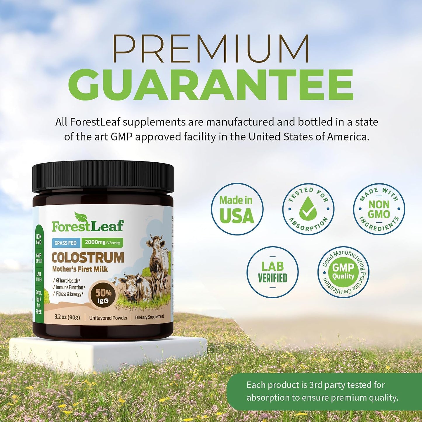 ForestLeaf Colostrum Powder - 50% IgG, Grass-Fed, Unflavoured (45 Servings) - görsel 5