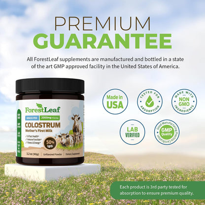 ForestLeaf Colostrum Powder - 50% IgG, Grass-Fed, Unflavoured (45 Servings)