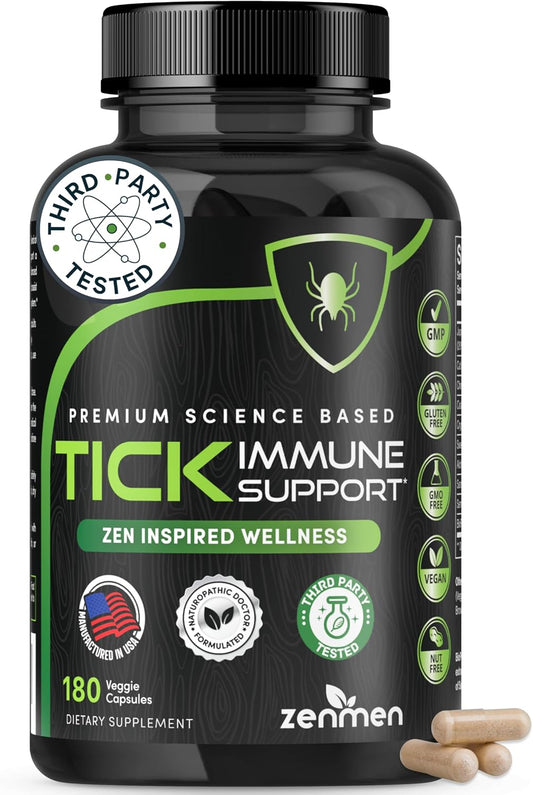 Zenmen Daily Tick Guard Immune Support Herbal Blend – Improved Formula – 180 Vegan Capsules