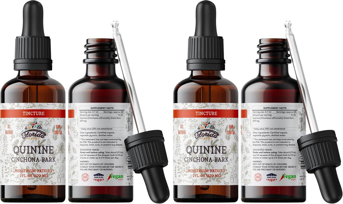 FLORIDA HERBS Quinine Tincture Extract – Cinchona officinalis Dried Bark Herbal Supplement, Non-GMO, Gluten-free, 60 ml - görsel 6