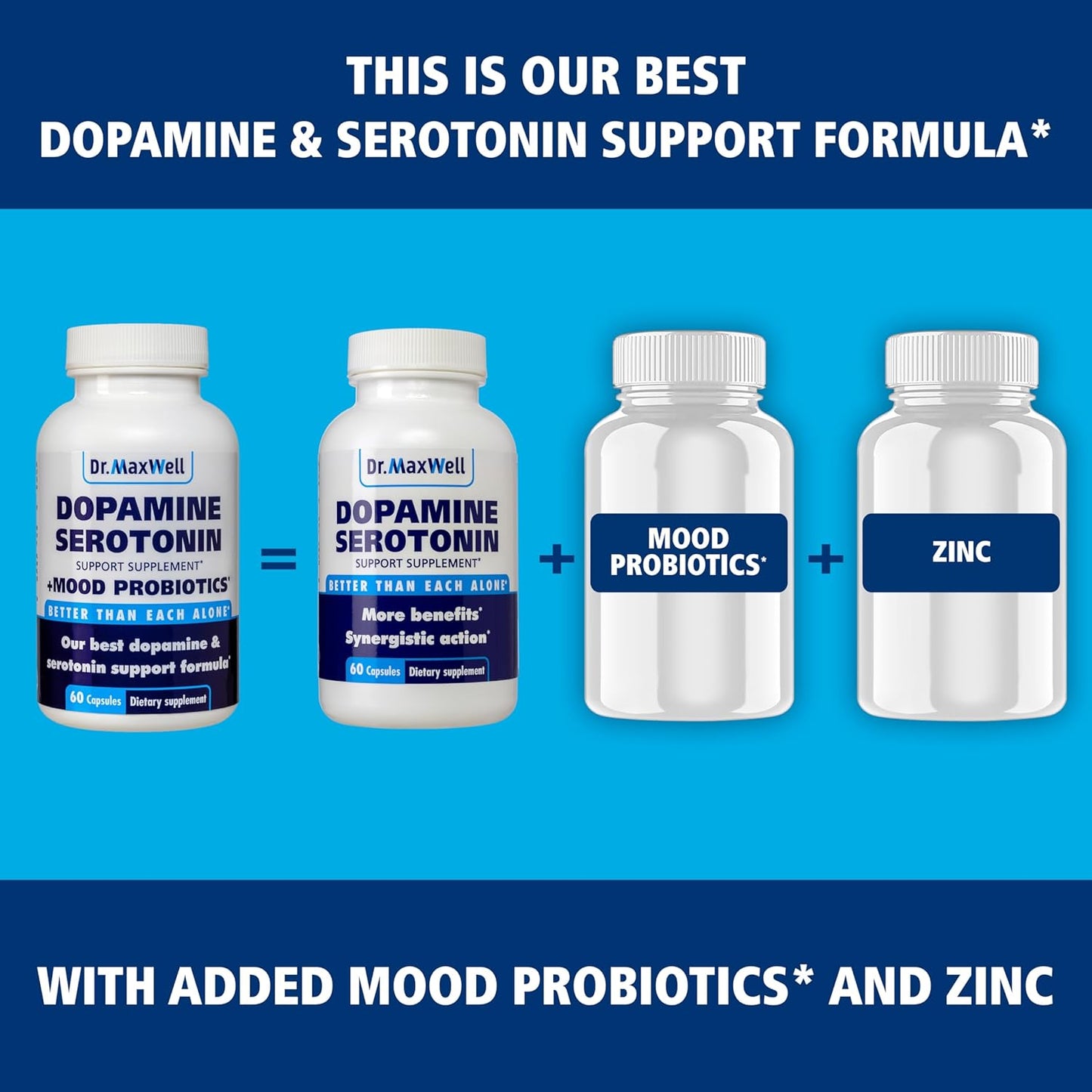 Dr. Maxwell Serotonin and Dopamine Food Supplements with Mood Probiotic, 5-in-1 Support - görsel 6