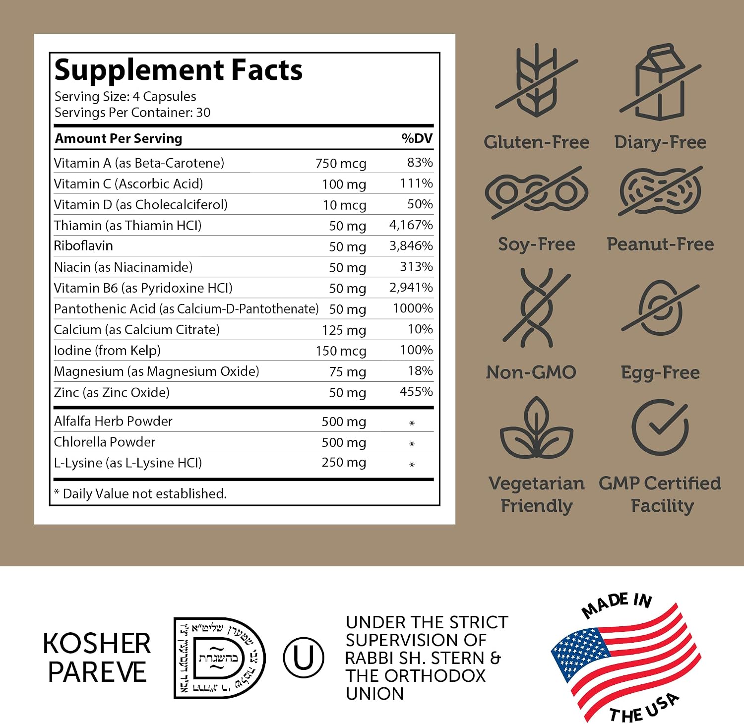 Zahler Height Factor Healthy Growth Support Vitamin & Mineral Capsules (120 Capsules) - görsel 5