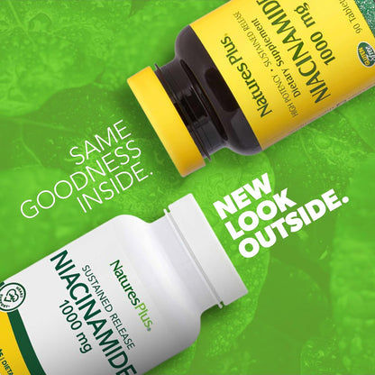 NaturesPlus Niacinamide 1000 mg - Sustained Release - 90 Tablets (Pack of 2)