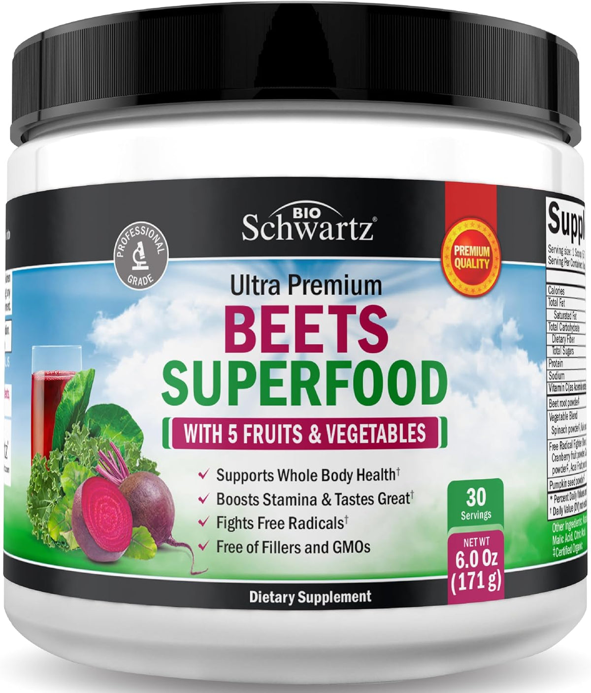 BioSchwartz Beetroot Powder – Superfood Supplement with Vitamin C and Organic Antioxidants - görsel 1