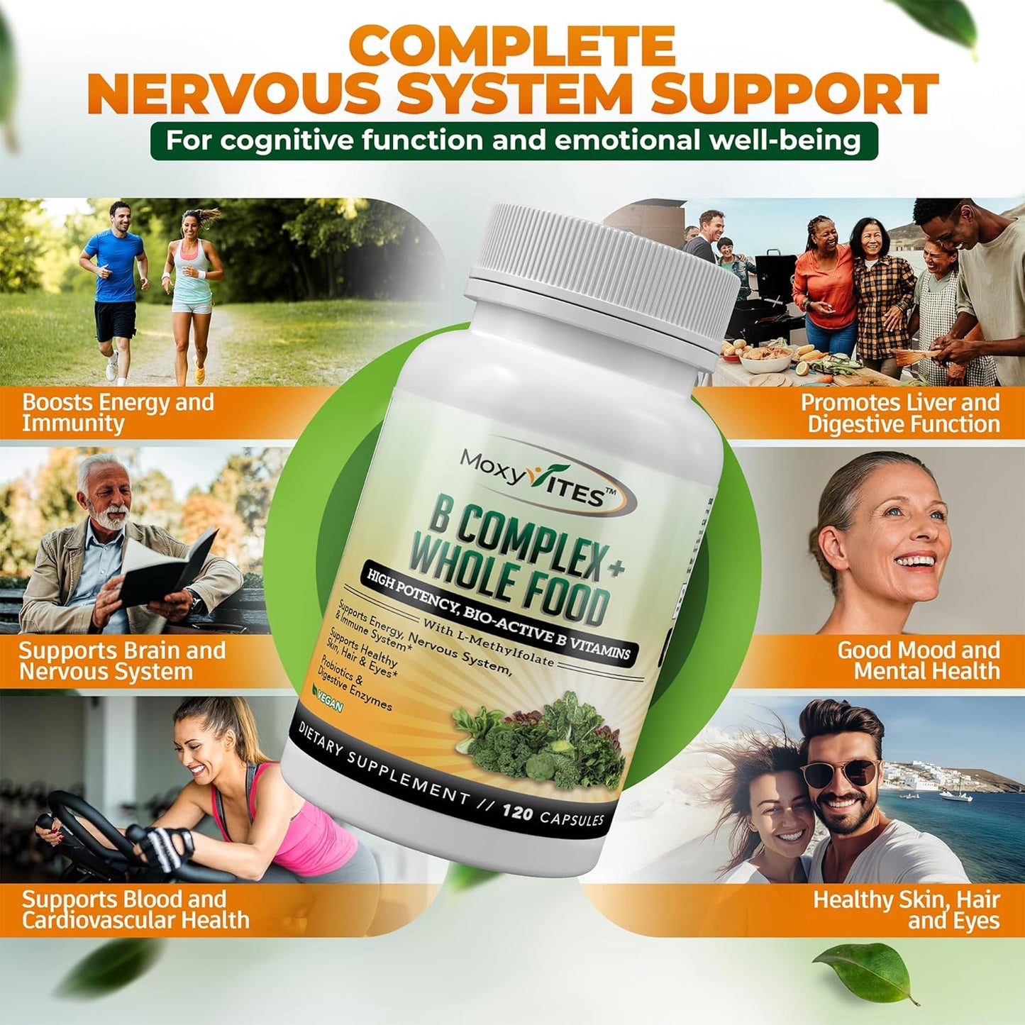 MoxyVites Vitamin B Complex – Methylated B Vitamins with Whole Foods, Vegan, 120 Capsules - görsel 3