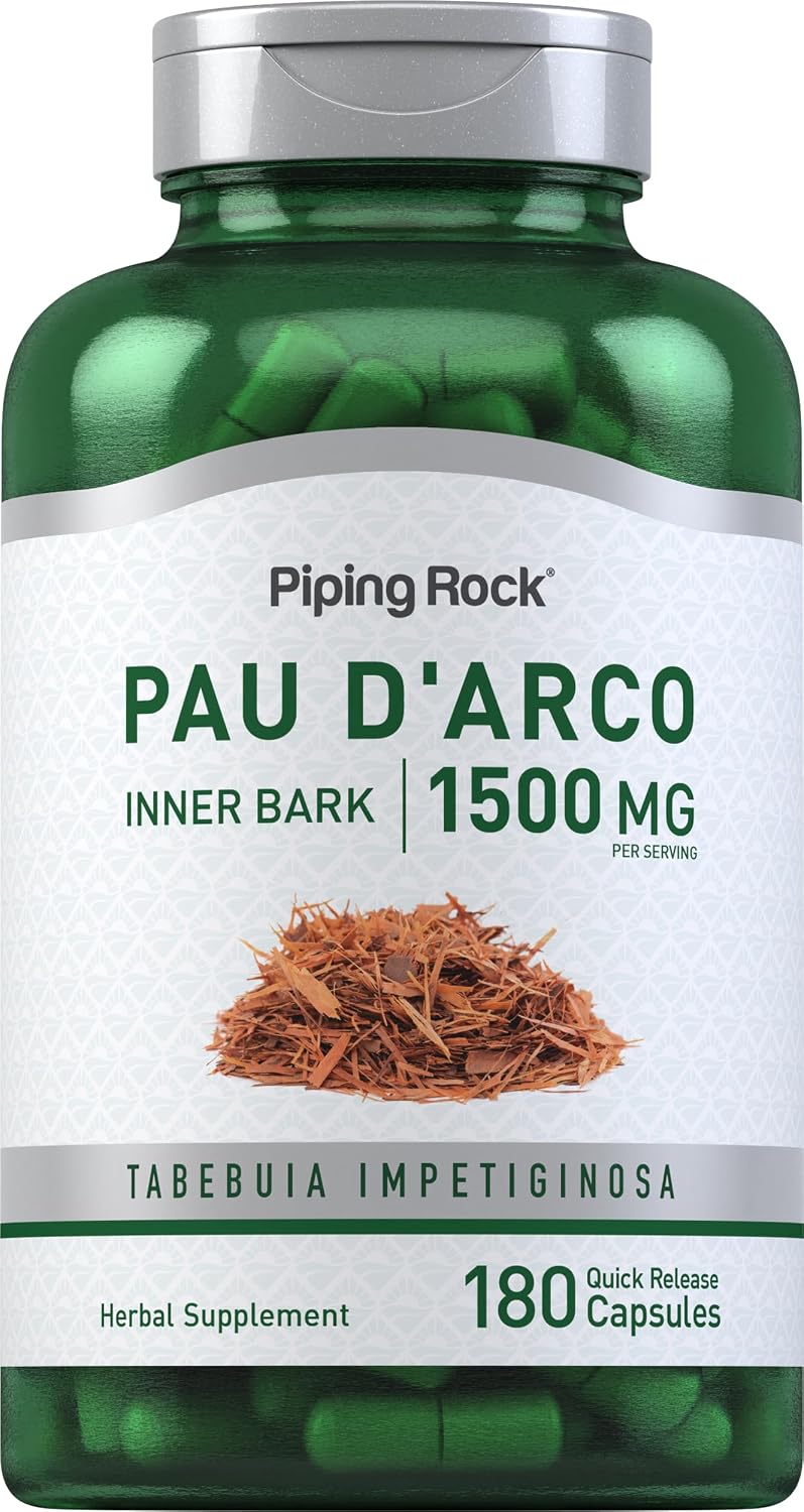 Piping Rock PAU D'Arco Capsules | 1500 mg | 180 Capsules | Inner Bark | Herb Extract Supplement | Non-GMO, Gluten-free - görsel 1