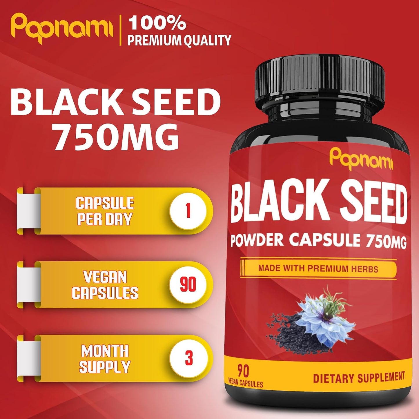 Pure Black Seed Powder Capsules 750mg – 90 Capsules - görsel 2