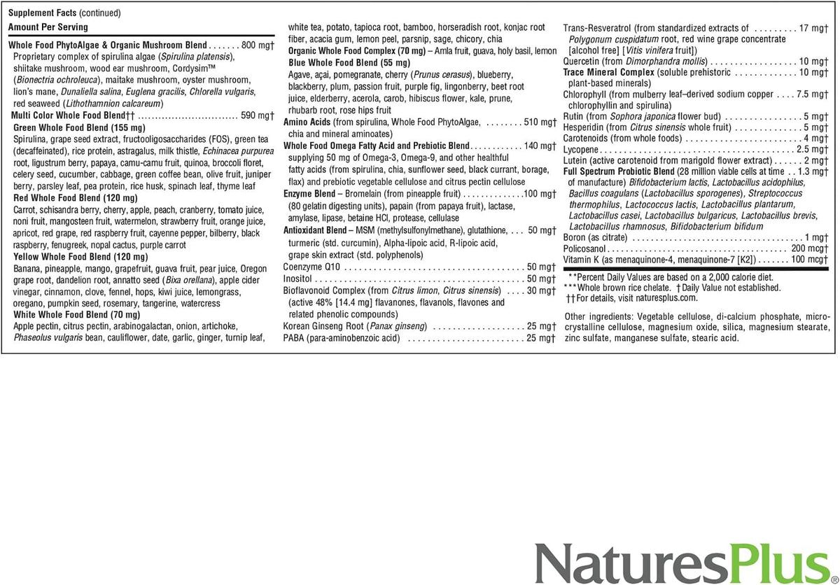 NaturesPlus Source of Life GOLD Multivitamin - 90 Vegetarian Capsules - görsel 6