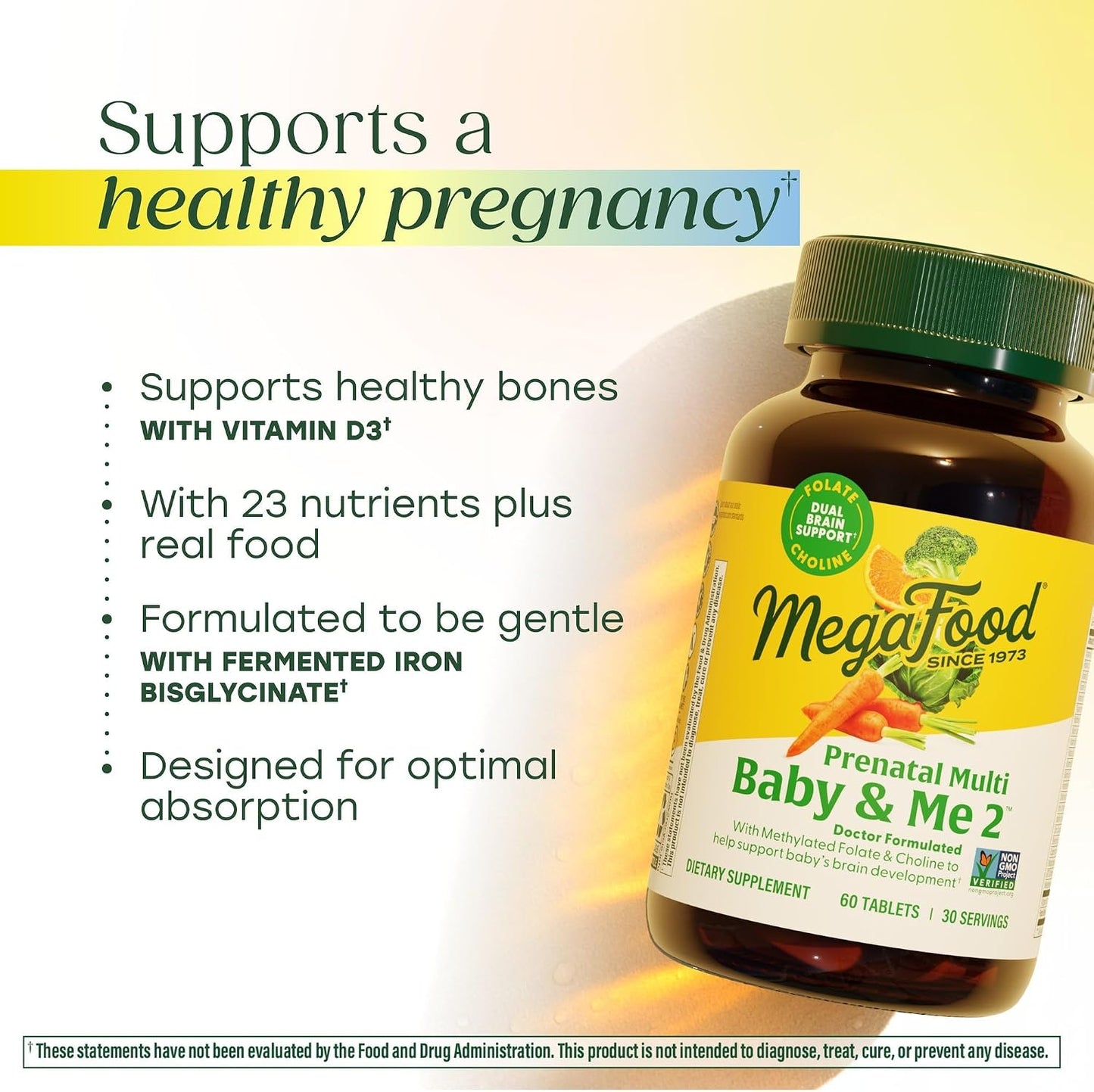 MegaFood Baby & Me 2 Prenatal Vitamin and Mineral Tablets - 120 Tablets (60 Servings) - görsel 5