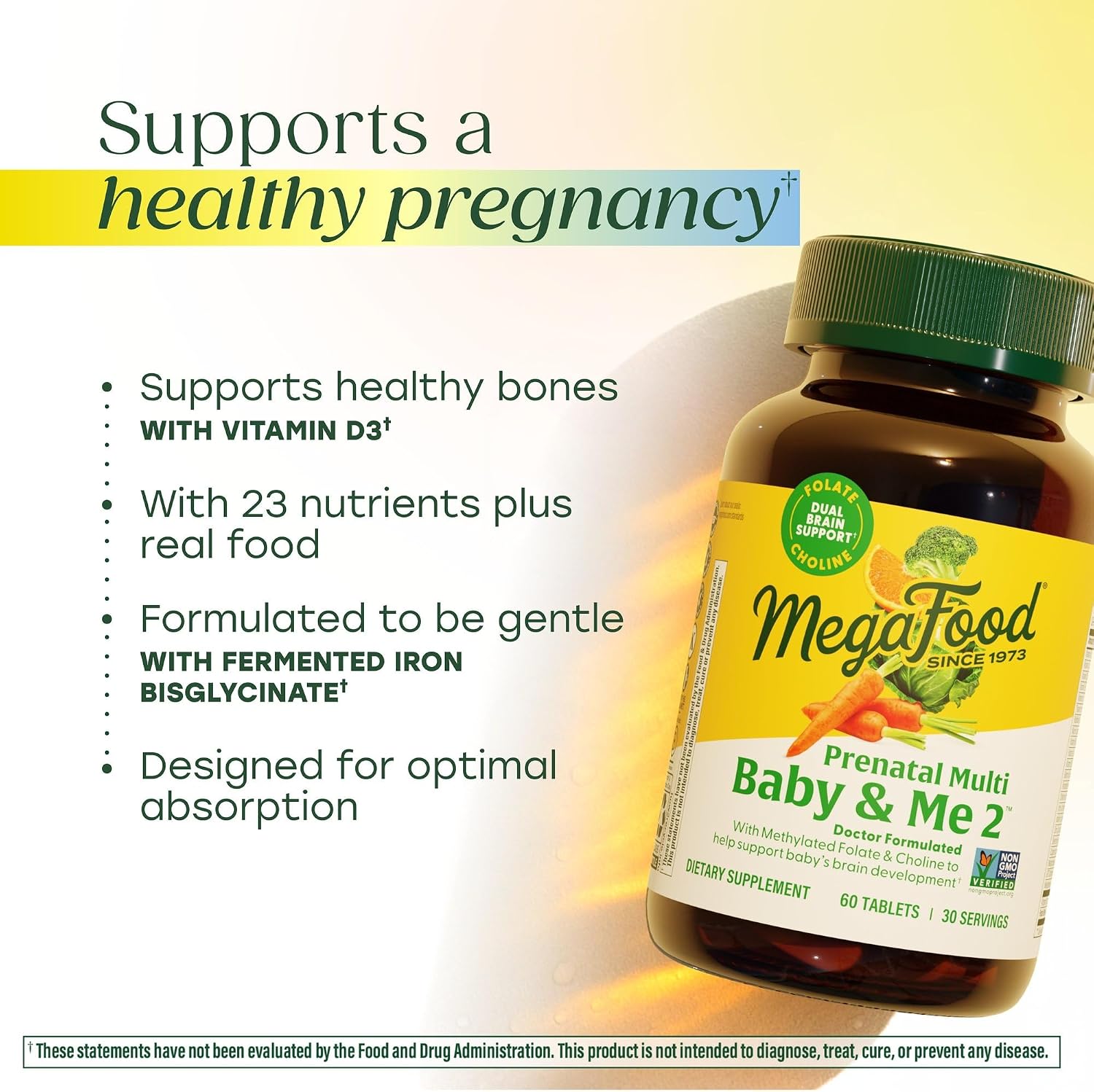 MegaFood Baby & Me 2 Prenatal Vitamin and Mineral Tablets - 120 Tablets (60 Servings) - görsel 5