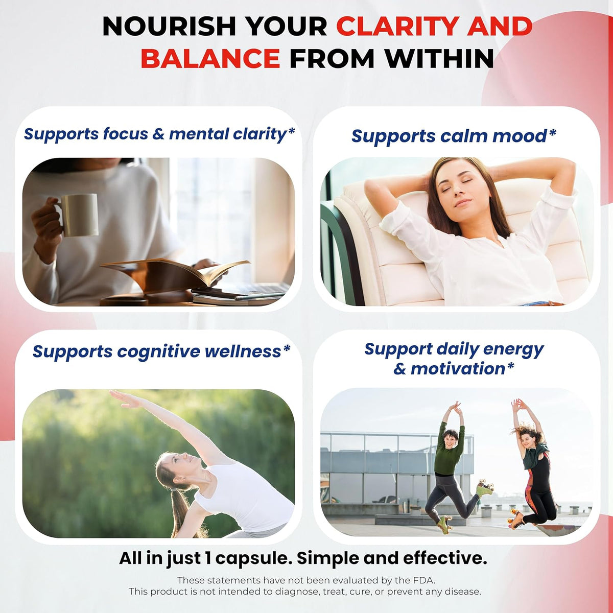 Dopamine Focus Supplement – Ashwagandha, 5-HTP, Rhodiola Rosea, St John's Wort – Support Memory, Clarity, Focus & Relaxation with B1, B6, B12, L-Theanine – 90 Capsules - görsel 3