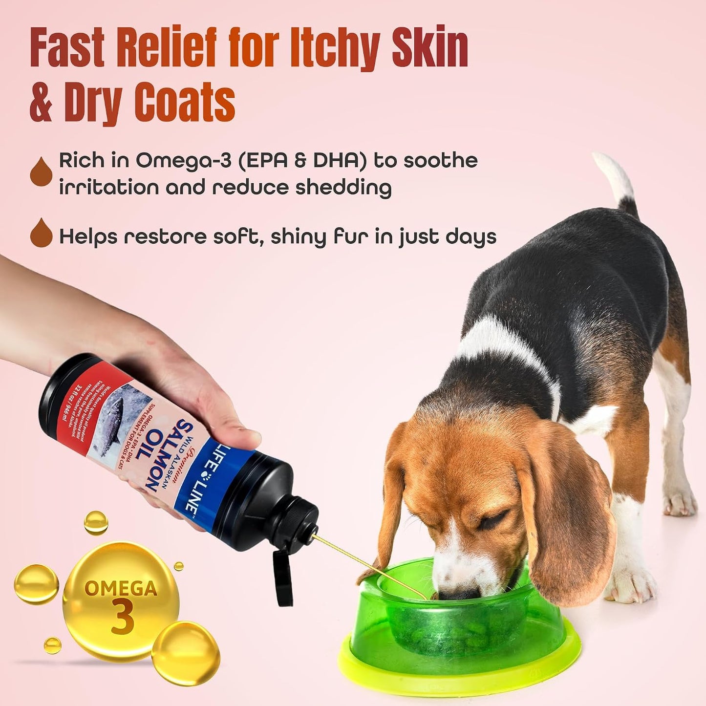 Life Line Salmon Oil for Pets – Omega-3 DHA EPA Supplement for Dogs & Cats – Cold-Filtered, 900 ml - görsel 2
