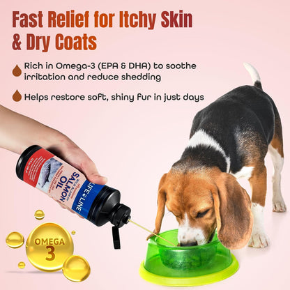 Life Line Salmon Oil for Pets – Omega-3 DHA EPA Supplement for Dogs & Cats – Cold-Filtered, 900 ml