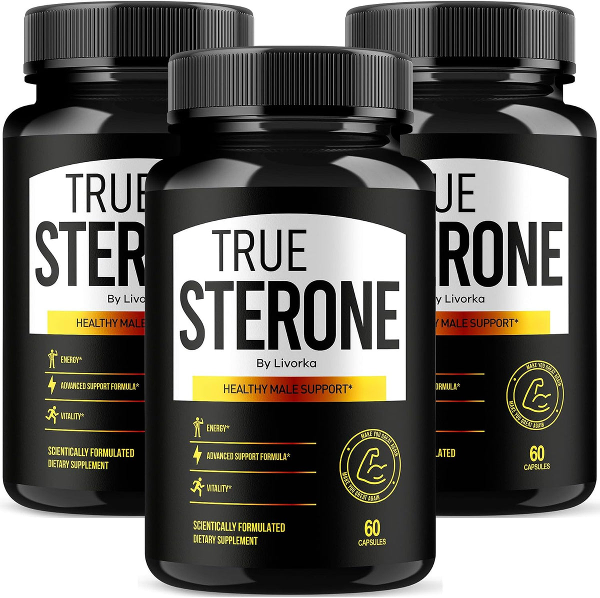 True Sterone Tablets - Advanced Formula Food Supplement (3 Pack, 180 Capsules) – Image 1