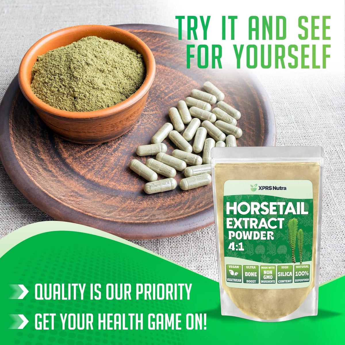 XPRS Nutra Horsetail Extract Powder - High Potency Horsetail Root Powder for Hair, Nails and Bones - Vegan Friendly (227 g) - görsel 6
