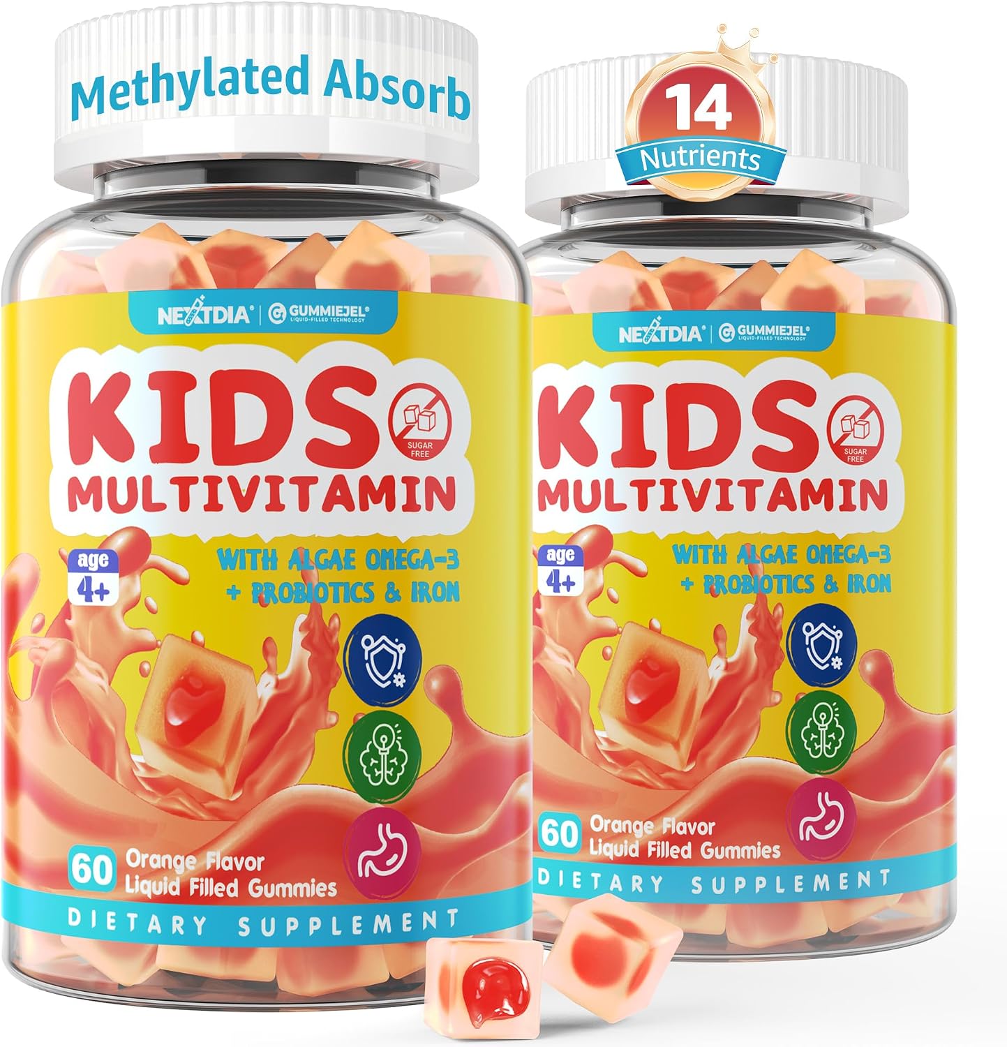 Children's Multivitamin Gummies with Iron – Sugar Free – Daily Vitamins + Probiotics & Algae Omega-3 - görsel 10