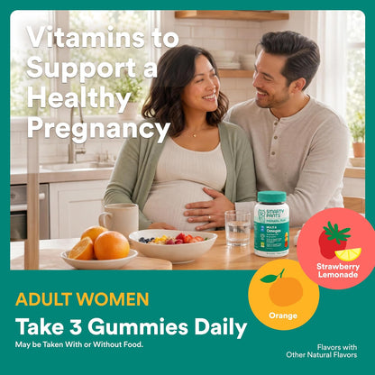 SmartyPants Prenatal Multivitamin Gummies with Omega-3 DHA/EPA, Methylfolate, Biotin, Vitamins D3, C, B12, B6, A, K, and Zinc, Gluten-free, Clean Labelled, Two Fruit Flavours, 90 Gummies (30 Day Supply)
