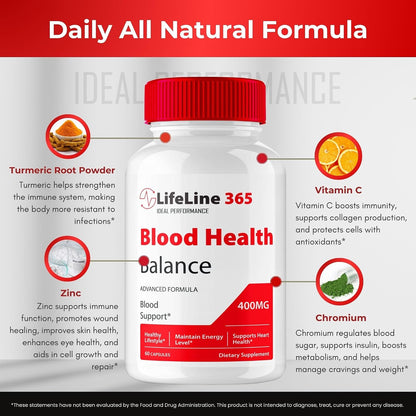 Lifeline 365 Capsules - Advanced Blood Support Formula Supplement (60 Capsules)