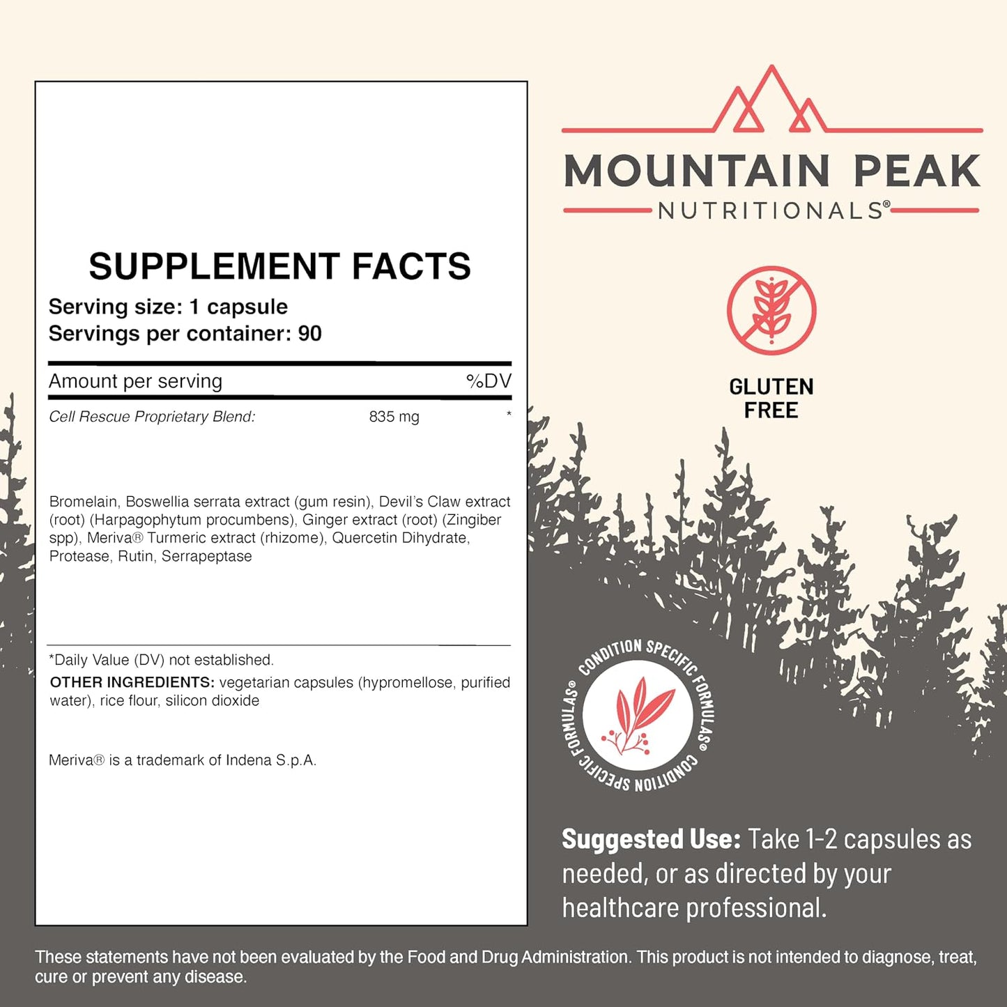 Mountain Peak Nutritionals Cell Rescue – Antioxidant Immune Support Supplement with Turmeric, Ginger Root and Bromelain (90 Capsules) - görsel 3