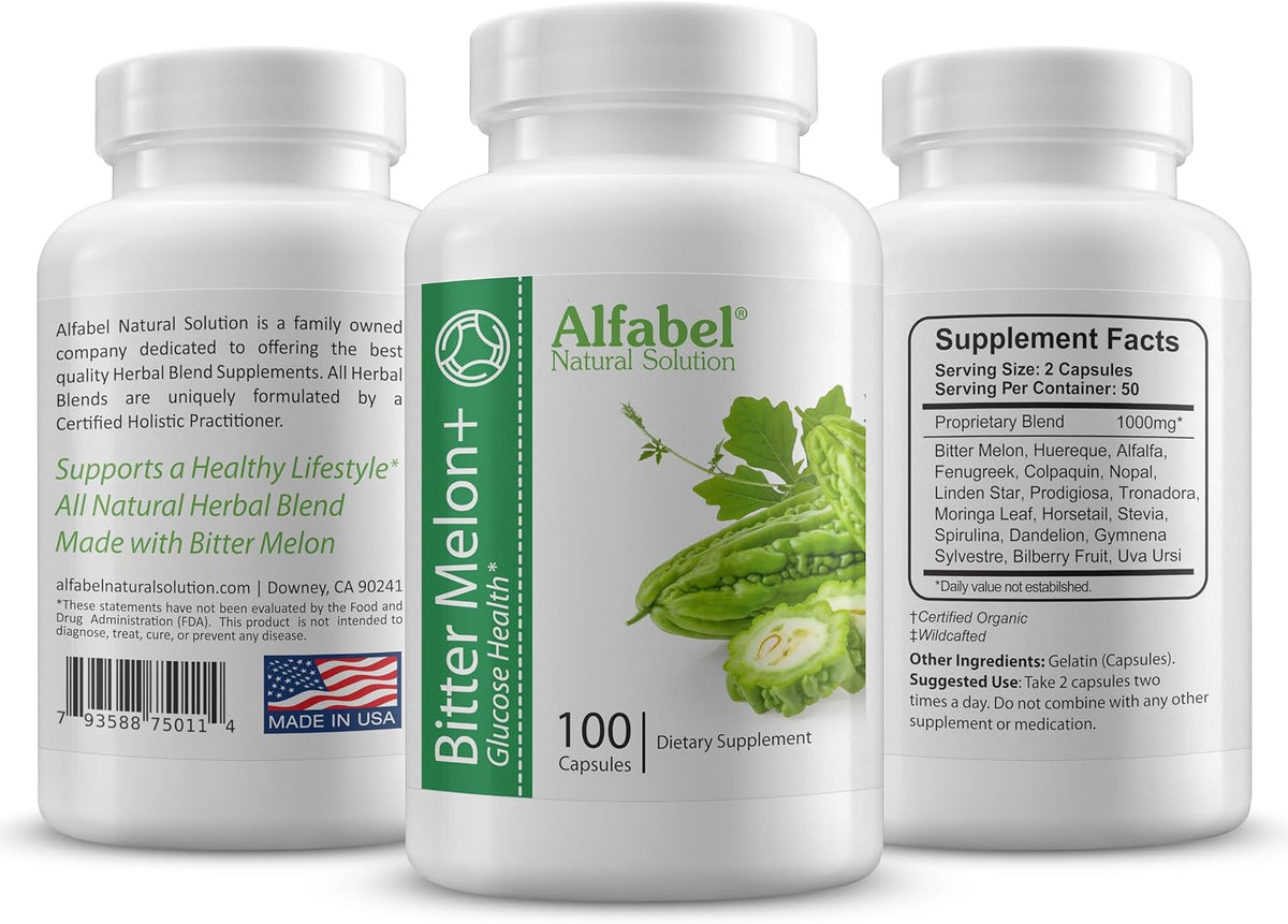 Bitter Melon Plus Herbal Blend - 18 Super Herbs - 100 Capsules - All-Natural Glucose Support - görsel 1