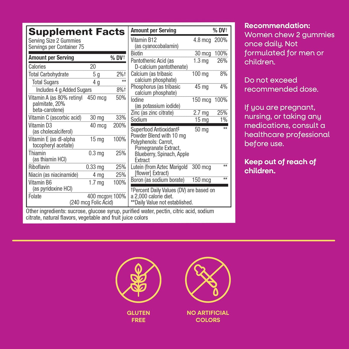 Nature's Way Alive! Women's 50 Plus Multivitamin Gummy, Mixed Berry, 150 Count - görsel 6