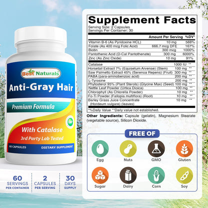 Best Naturals Anti Grey Hair Formula, 60 Capsules