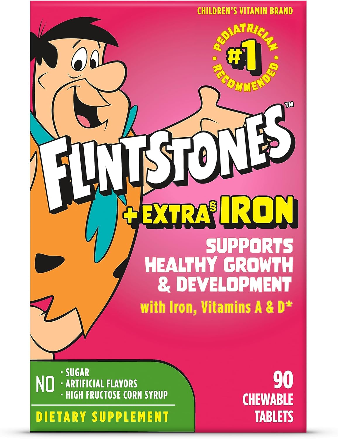 Flintstones Chewable Kids Multivitamin with Vitamin C, D, B12 & Iron for Toddlers, 90 Tablets - görsel 1