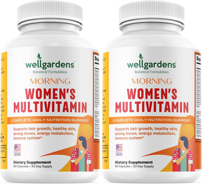 Wellgardens Women's Daily Multivitamin – with Biotin, Cranberry & Red Clover for Hair, Skin, Energy and Immune Support (60 Capsules)