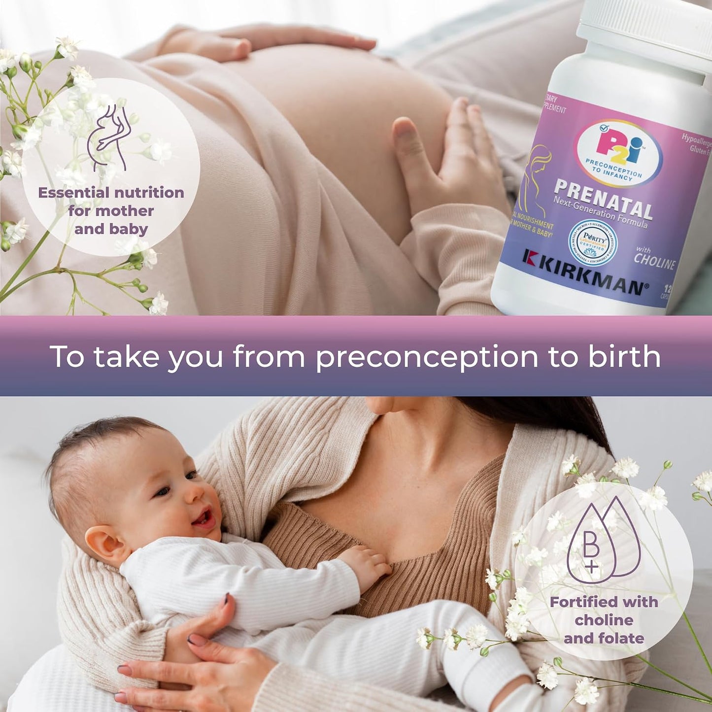 Kirkman P2i Prenatal Vitamins – Multivitamin with Choline, 120 Capsules - görsel 5