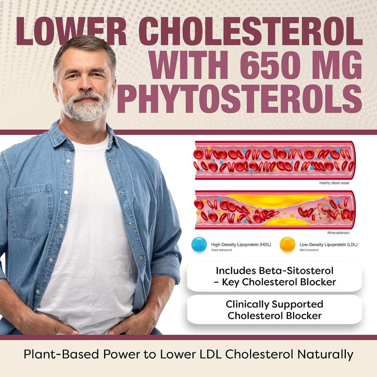 Advanced Cholesterol Health Complex with Plant Sterols - Heart Health Supplement for Men & Women, 120 Capsules - görsel 3
