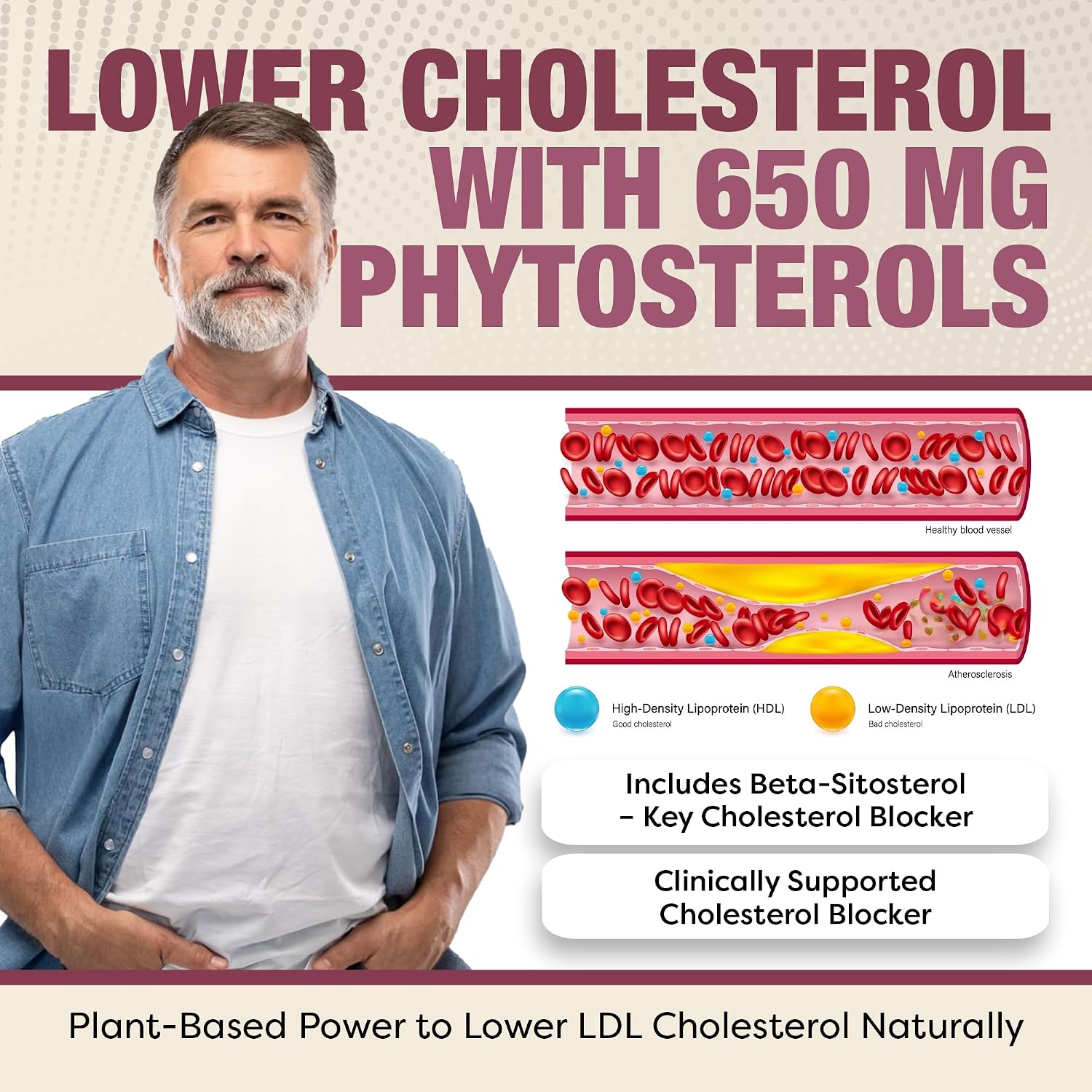 Advanced Cholesterol Health Complex with Plant Sterols - Heart Health Supplement for Men & Women, 120 Capsules - görsel 3
