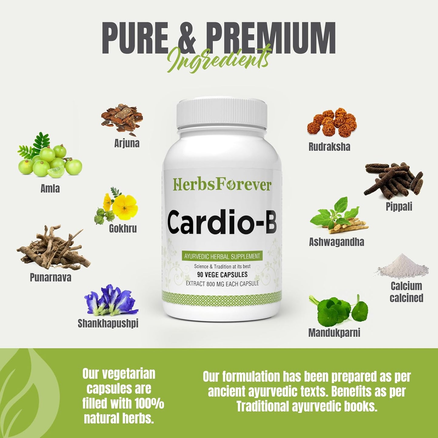 Cardio-B Ayurvedic Herbal Supplement - 90 Veg Capsules (800 mg Each) - görsel 5