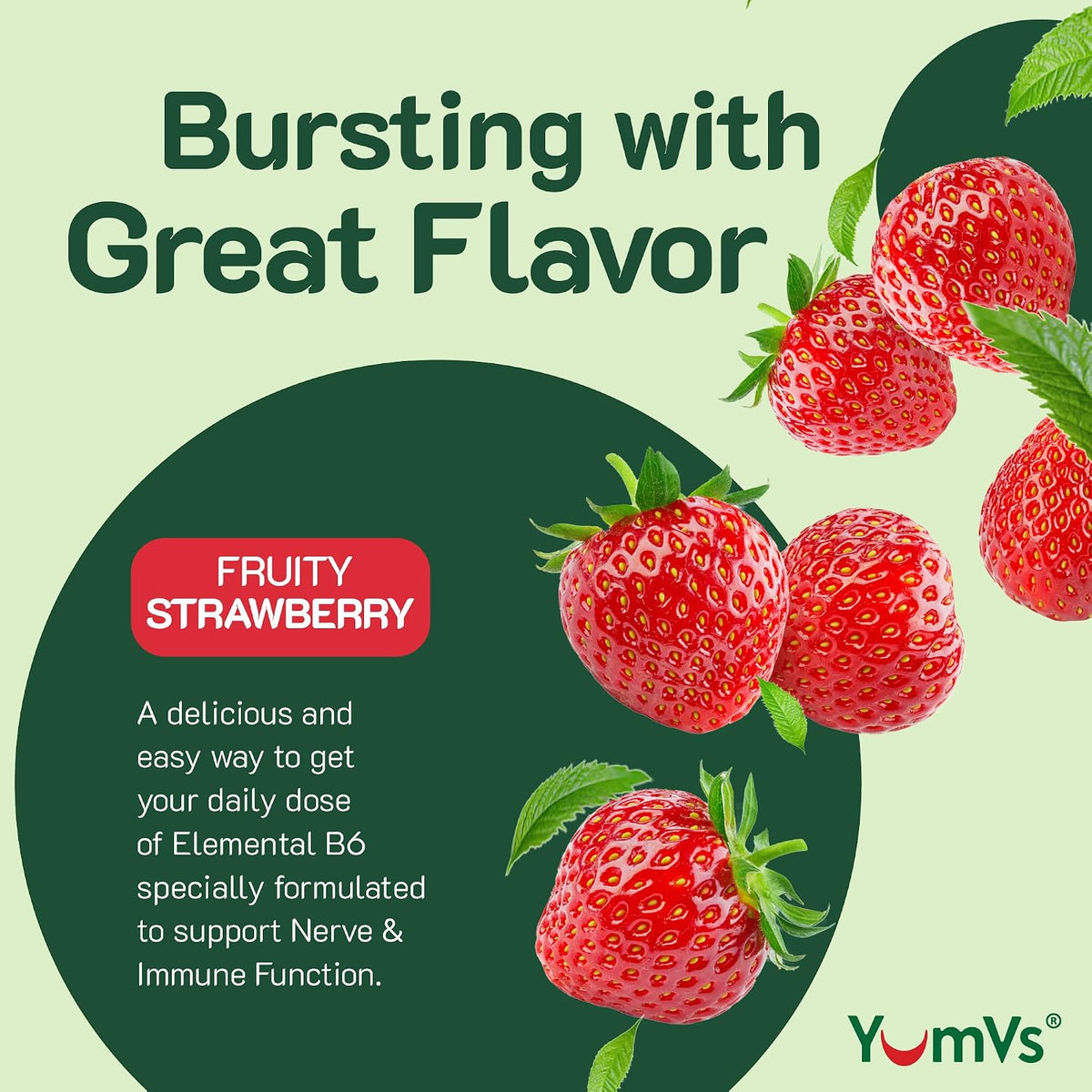 YUM-V'S Vitamin B6 Gummies – High Potency 100mg – Strawberry Flavour – Nerve & Immune Function Support – 60 Count (2 Pack) - görsel 3