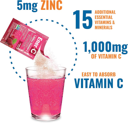 Ener-C Multivitamin Drink Mix, Electrolytes Powder - Raspberry Flavour, 30 Count