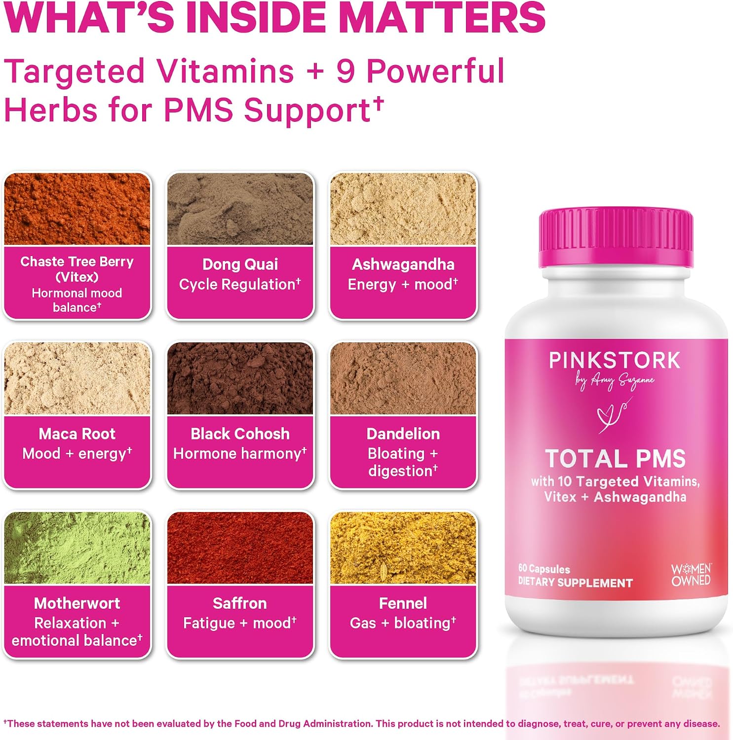 Pink Stork PMS Supplement for Women – Vitex, Ashwagandha, Maca Root and 10 Vitamins and Minerals - görsel 2