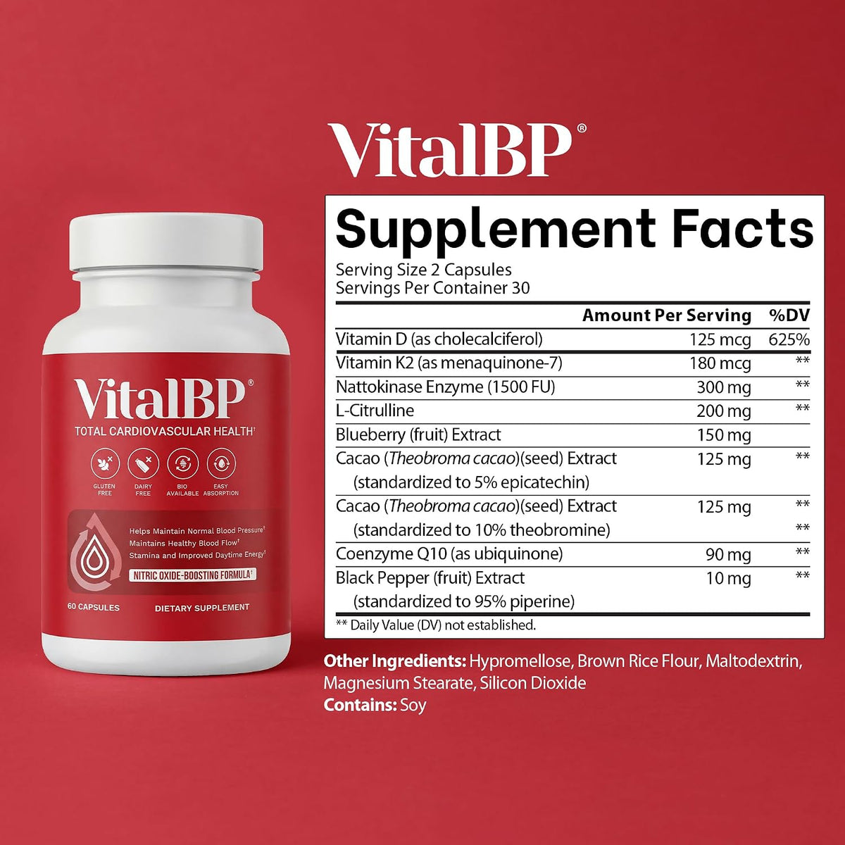 Vital BP – Support for Normal Blood Pressure with CoQ10, L-Citrulline, and K2 & D3 (60 Capsules) - görsel 6