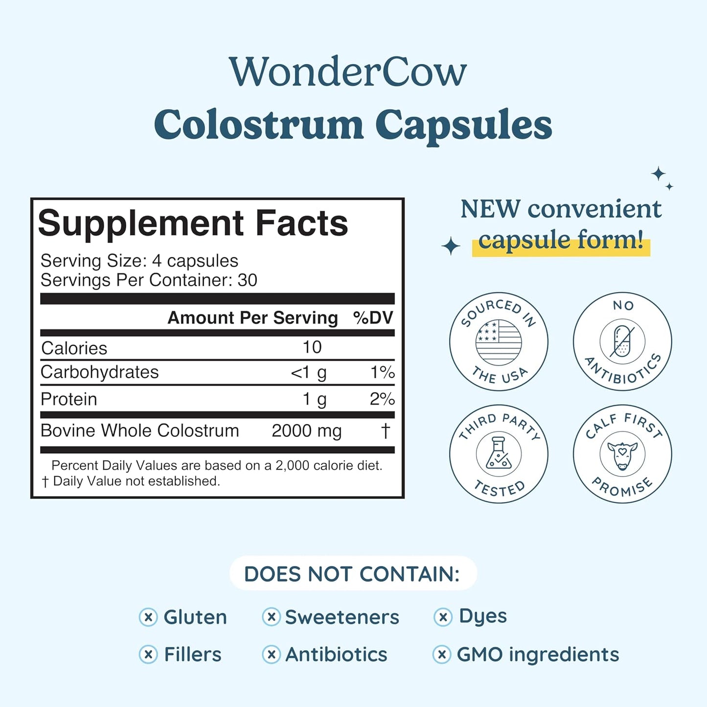 WONDERCOW Colostrum Capsules – Whole Bovine Colostrum Supplement for Gut Health and Immune Support - görsel 2