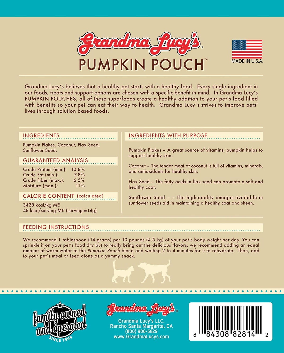 Grandma Lucy's Pumpkin Pouch Skin and Coat Supplement - 6oz - görsel 2
