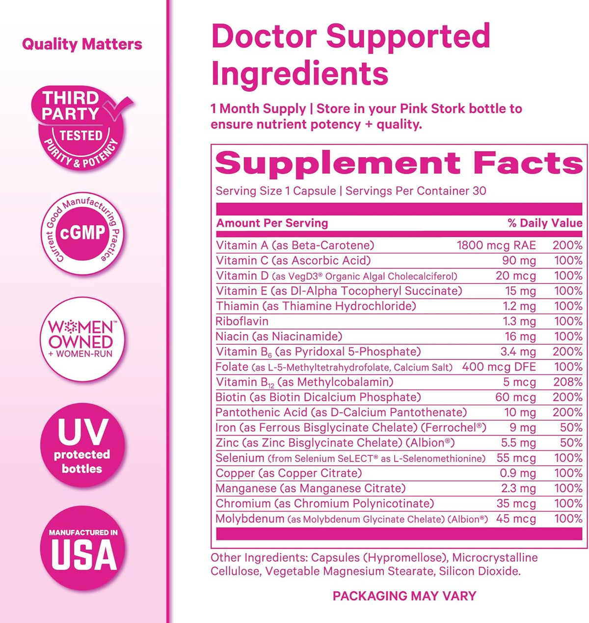 Pink Stork Total Women's Multivitamin – 19 Essential Vitamins & Minerals for Energy, Metabolism, Hormone, Immune & Mood Support (30 Capsules) - görsel 6