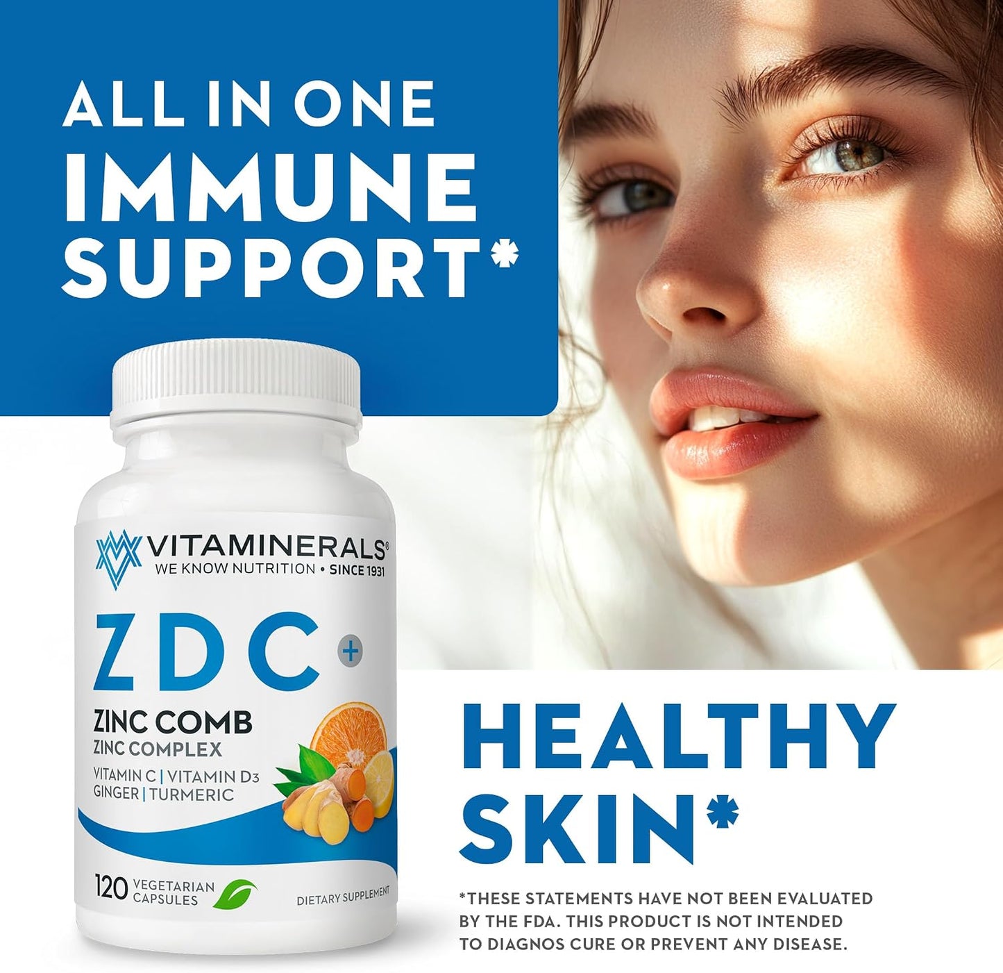 Vitaminerals Z D C - Zinc, Vitamin D3 & C Complex - 120 Vegetarian Capsules - görsel 5