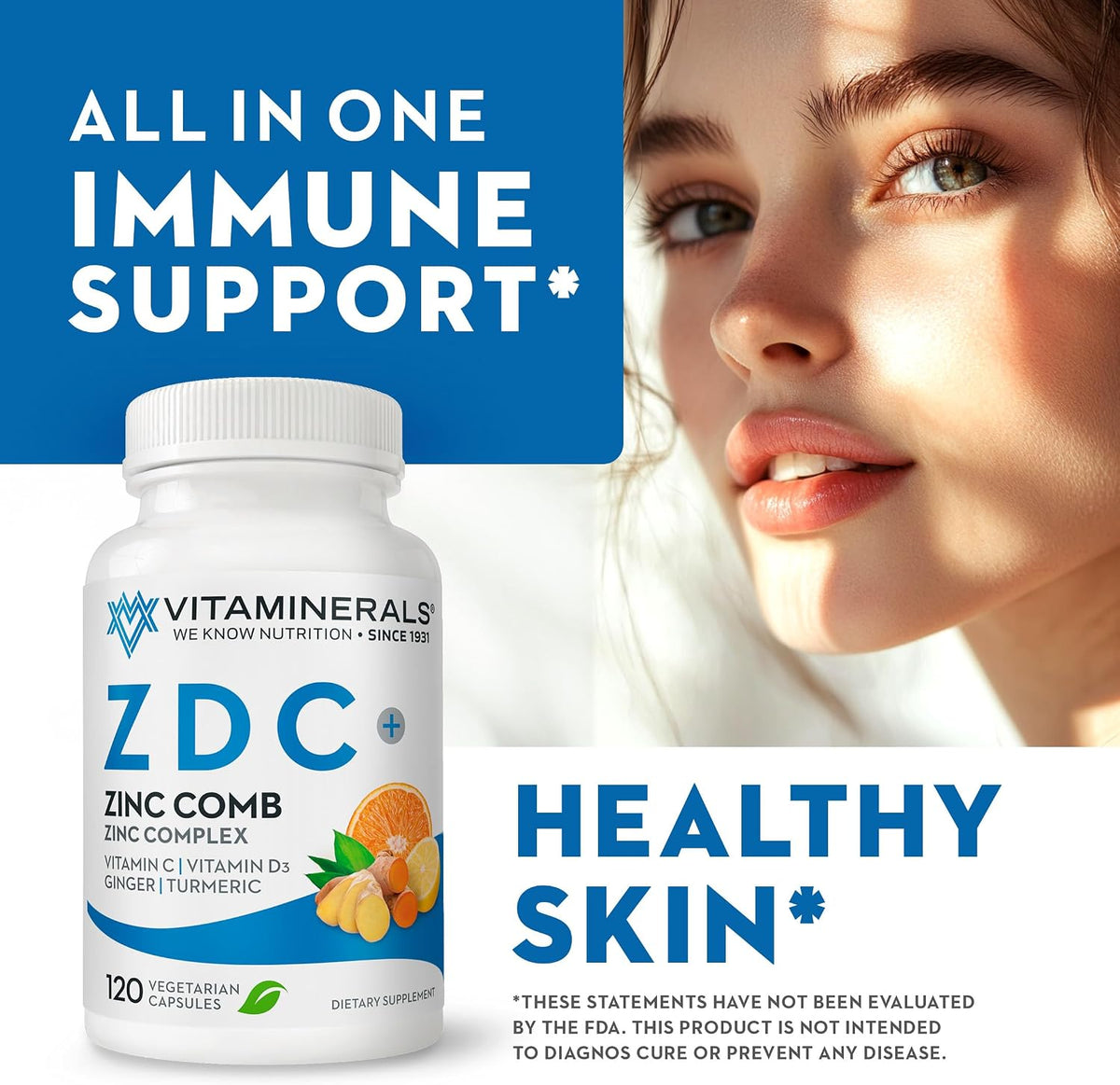 Vitaminerals Z D C - Zinc, Vitamin D3 & C Complex - 120 Vegetarian Capsules - görsel 5