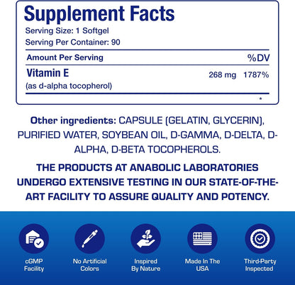 Vitamin E 400 IU Softgels – Natural d-Alpha Tocopherol & Mixed Tocopherols – Antioxidant Immune Support – 90 Softgels