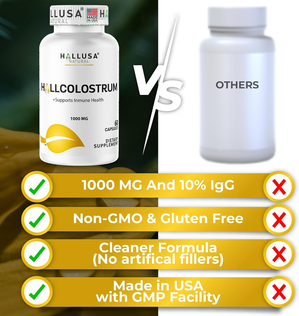 Hallusa Natural Colostrum Capsules – 1,000mg, 60 Capsules - görsel 5