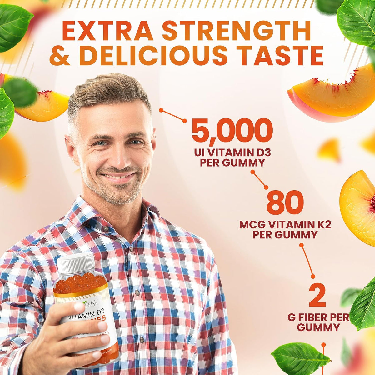 Vitamin D3 10,000 IU & Vitamin K2 (MK-7) Gummies – Extra-Strength, Sugar-Free – Bone, Joint, Immune and Heart Support – Non-GMO, Gluten-free – 60 Gummies - görsel 7