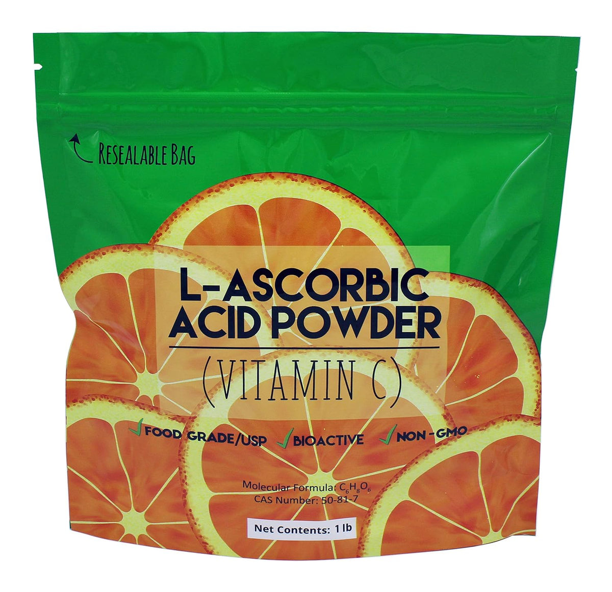 L-Ascorbic Acid Powder 99+% Food Grade USP36/BP2012, Naturally Fermented Vitamin C, 454 g - görsel 1