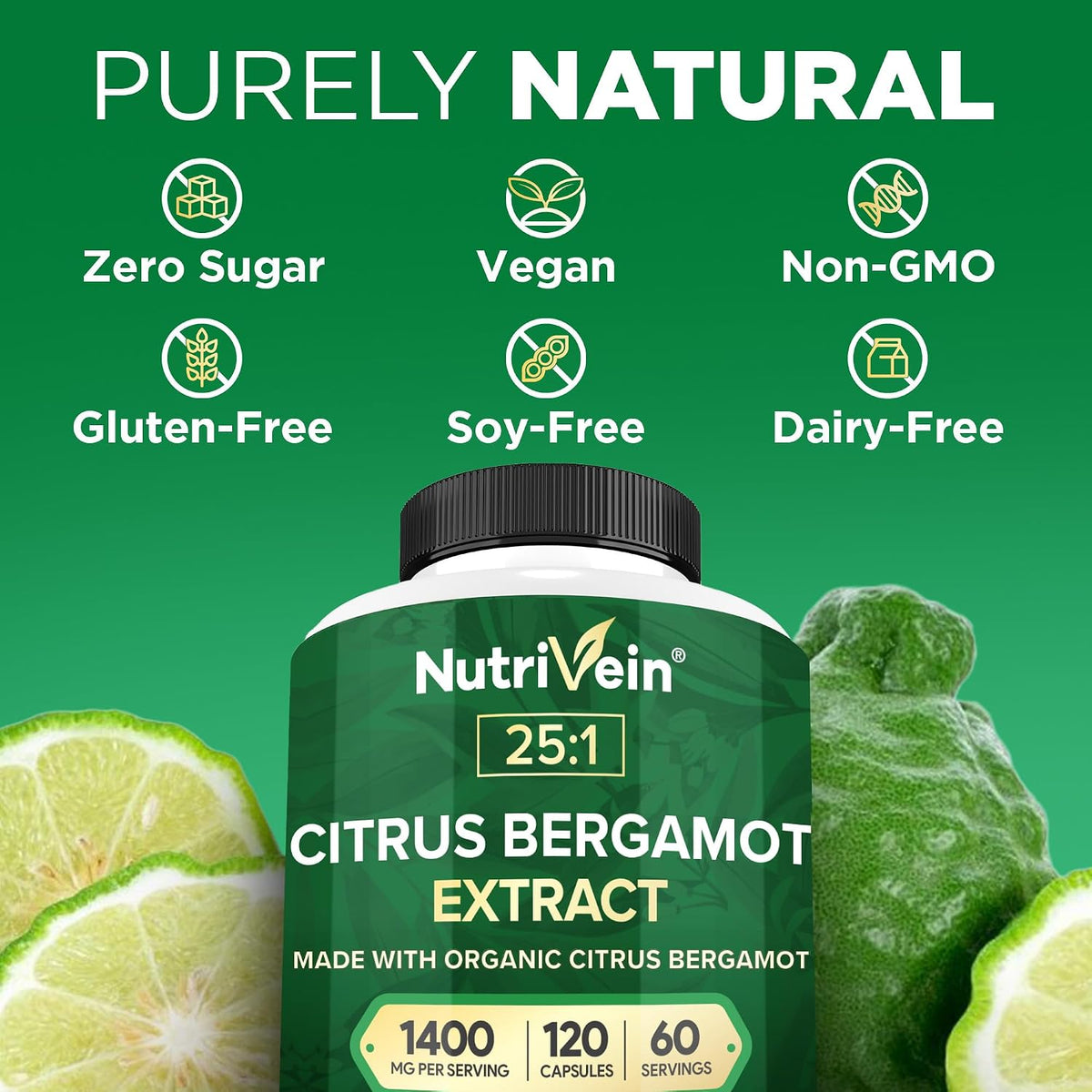Nutrivein Premium Citrus Bergamot Supplement 1400mg, 120 Capsules - görsel 6